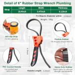 DEKELIY 3 Piece Wrench Set:16" Heavy Duty Ratcheting Chain Wrench,12" Aluminum Nylon Strap &6" Rubber Strap Wrench Plumbing,Non-Slip,Complete Spanner Tool Kit for Oil Filter& Household