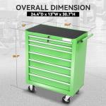 Auto Dynasty Rolling Tool Chest with 7-Drawer Cabinet Non-Slip Mat Keyed Locking System Fits with Garage, Warehouse and Workshop, Green