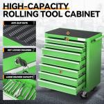 Auto Dynasty Rolling Tool Chest with 7-Drawer Cabinet Non-Slip Mat Keyed Locking System Fits with Garage, Warehouse and Workshop, Green