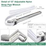 DEKELIY 3 Piece Wrench Set:16" Heavy Duty Ratcheting Chain Wrench,12" Aluminum Nylon Strap &6" Rubber Strap Wrench Plumbing,Non-Slip,Complete Spanner Tool Kit for Oil Filter& Household