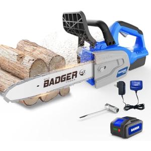 WILD BADGER POWER Brushless 12 Inch Chainsaw Cordless, 20V Battery Chainsaw with 1 x 4.0Ah Battery, Electric Chainsaws with Tool-free Chain Tension, Auto Oiling for Wood Cutting Trimming Branch