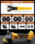 Aiderar 4-1/2" Cordless Angle Grinder Tool, Brushless Cordless Grinder For Dewalt 20v Max (Tool Only), With Quick-release Guard, 3-speed Control