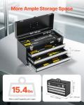 VEVOR Metal Tool Box, 20.5-inch, Portable Metal Tool Box with 3 Drawers, Small Tool Chest with EVA Liners, Ball Bearing Slide Drawers Locking & Powder Coated Finish, Multi-Function Tool Organizer