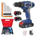 Aseboy Cordless Drill with Battery and Charger, 20V Drills for Specialized Field and Homework, Electric Drill with LED Light, Variable Speed Mode (2 batteries)