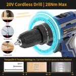 Aseboy Cordless Drill with Battery and Charger, 20V Drills for Specialized Field and Homework, Electric Drill with LED Light, Variable Speed Mode (2 batteries)