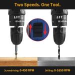 Aseboy Cordless Drill with Battery and Charger, 20V Drills for Specialized Field and Homework, Electric Drill with LED Light, Variable Speed Mode (2 batteries)