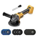 Angle Grinder Brushless fit DEWALT 20V Battery, 6 Variable Speed Power Grinder 4-1/2" Cordless, with 5 Cutting Wheels, 3 Grinding Wheels, 3 Flap Discs, For Cutting Grinding Polishing (Tool Only)