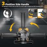 Angle Grinder Brushless fit DEWALT 20V Battery, 6 Variable Speed Power Grinder 4-1/2" Cordless, with 5 Cutting Wheels, 3 Grinding Wheels, 3 Flap Discs, For Cutting Grinding Polishing (Tool Only)