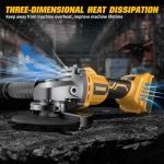 Angle Grinder Brushless fit DEWALT 20V Battery, 6 Variable Speed Power Grinder 4-1/2" Cordless, with 5 Cutting Wheels, 3 Grinding Wheels, 3 Flap Discs, For Cutting Grinding Polishing (Tool Only)