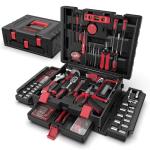 Sundpey Home Tool Kit with Drawer - 379-PCs Portable Complete Household and Auto Repair Tool Set - Hand General Basic Tool Box Storage Case - Full Basic Toolkit for Handyman & Diyer & Homeowner Red