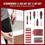Sundpey Home Tool Kit with Drawer - 379-PCs Portable Complete Household and Auto Repair Tool Set - Hand General Basic Tool Box Storage Case - Full Basic Toolkit for Handyman & Diyer & Homeowner Red