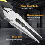 Serqd Premium 8-Inch Needle Nose Pliers, Heavy-Duty Steel Long Nose Cutting Pliers with Wire Cutter, Paper Clamp Precision, Anti-Slip Comfort Grip for Home, Fishing, Jewelry and Crafts