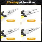 Serqd Premium 8-Inch Needle Nose Pliers, Heavy-Duty Steel Long Nose Cutting Pliers with Wire Cutter, Paper Clamp Precision, Anti-Slip Comfort Grip for Home, Fishing, Jewelry and Crafts