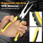 Serqd Premium 8-Inch Needle Nose Pliers, Heavy-Duty Steel Long Nose Cutting Pliers with Wire Cutter, Paper Clamp Precision, Anti-Slip Comfort Grip for Home, Fishing, Jewelry and Crafts