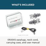 Etymotic ER20XS ETY Earplugs - Standard Size, Frost - High-Fidelity Hearing Protection - Up to 20 dB Sound Reduction - Reusable - Includes Neck Cord & Carrying Case