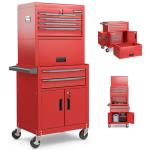 Goplus Tool Chest, 6 Drawers 3-in-1 Extra Large Tool Storage Cabinet with 4” Universal Lockable Wheels, Auto Lock, Protective Liner, Heavy Duty Rolling Tool Box for Garage, Workshop