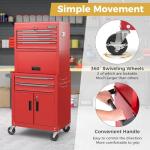 Goplus Tool Chest, 6 Drawers 3-in-1 Extra Large Tool Storage Cabinet with 4” Universal Lockable Wheels, Auto Lock, Protective Liner, Heavy Duty Rolling Tool Box for Garage, Workshop
