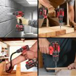 21V Cordless Brushless Power Drill Set with 4.0Ah Large Capacity Battery and Charger, 3/8-Inch Metal Keyless Chuck Electric Drill Driver, 25+1 Torque Setting, 2 Speed, 87pcs Drill kit for DIY Projects