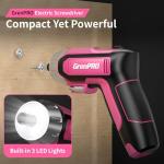 GRENPRO 4V Electric Screwdriver Rechargeable 29pcs, Cordless Screwdriver, USB Small Power Screwdriver Set with Bits, Pink