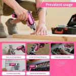 GRENPRO 4V Electric Screwdriver Rechargeable 29pcs, Cordless Screwdriver, USB Small Power Screwdriver Set with Bits, Pink