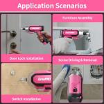 GRENPRO 4V Electric Screwdriver Rechargeable 29pcs, Cordless Screwdriver, USB Small Power Screwdriver Set with Bits, Pink