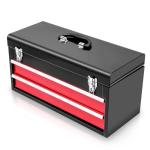 Heavy-Duty 2-Drawer 20" Metal Tool Box with Top Storage, Portable Toolbox with Handle, Locked-Up, Ball-Bearing Slides
