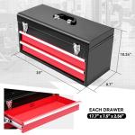 Heavy-Duty 2-Drawer 20" Metal Tool Box with Top Storage, Portable Toolbox with Handle, Locked-Up, Ball-Bearing Slides