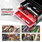 Heavy-Duty 2-Drawer 20" Metal Tool Box with Top Storage, Portable Toolbox with Handle, Locked-Up, Ball-Bearing Slides