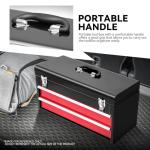 Heavy-Duty 2-Drawer 20" Metal Tool Box with Top Storage, Portable Toolbox with Handle, Locked-Up, Ball-Bearing Slides