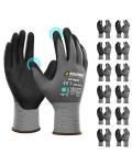 DULFINE Safety Work Gloves MicroFoam Nitrile Coated-12 Pairs Pack,Seamless Knit Nylon Glove with Black Micro-Foam Nitrile Grip,Ideal for General Purpose,Automotive,Home Improvement,Painting(Medium)