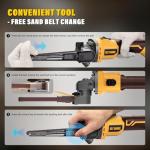 20V MAX Cordless Bandfile Sander Compatible with DeWalt 20V Battery, 6 Variable Speed, Rotate 170° Adjustable, Quick Belts Change, Power Tool Belt Sander for Woodworking, Paint, Metal Rust (Tool Only)