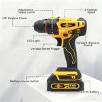 RhovixStar Cordless Drill Set with Battery And Charger,Power Drill Tool Set 20v,1/2-Inch Keyless Chuck,Variable Speed (Equipped with two batteries)