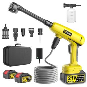 Cordless Pressure Washer,1250 PSI Cordless Power Washer with 2pcs 4.0Ah Battery&Charger & 6-in-1 Nozzle,Portable Power Washer Cordless for Home (Highsam01)