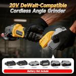 Cordless Angle Grinder Compatible with Dewalt 20V MAX Battery(NO Battery), 3 Variable Speed Brushless Motor Up to 7000 RPM, 4 1/2 Angle Grinder Tool for Metal Grinding, Polishing, Cutting, M14 Spindle