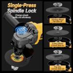 Cordless Angle Grinder Compatible with Dewalt 20V MAX Battery(NO Battery), 3 Variable Speed Brushless Motor Up to 7000 RPM, 4 1/2 Angle Grinder Tool for Metal Grinding, Polishing, Cutting, M14 Spindle