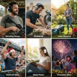 Pro For Sho 34dB NRR Hearing Protection Ear Muffs - Highest NRR in Compact Design, Noise Cancelling Headphones for Adults and Kids, Sensory Autism Ear Protection for Shooting, Gun Range, Mowing, Work