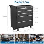 IDEALHOUSE Rolling Tool Chest, 5 Drawers Tool Storage Cabinet, Toolbox with Wheels, Portable Tool Cabinet Organizer with Locking System & Drawer Liners, Tool Storage Cart for Garage, Workshop, Black