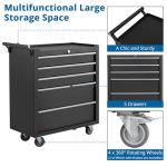 IDEALHOUSE Rolling Tool Chest, 5 Drawers Tool Storage Cabinet, Toolbox with Wheels, Portable Tool Cabinet Organizer with Locking System & Drawer Liners, Tool Storage Cart for Garage, Workshop, Black
