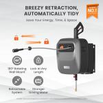 Giraffe Tools Grandfalls Retractable Pressure Washer G20, 2500 PSI 2.2 GPM, 180° Wall Mounted Power Washer, Auto-Retract with 65FT Hose Reel, 5 Nozzles for Floor/Cars/Fences/Patios, Dark Silver