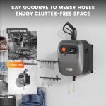 Giraffe Tools Grandfalls Retractable Pressure Washer G20, 2500 PSI 2.2 GPM, 180° Wall Mounted Power Washer, Auto-Retract with 65FT Hose Reel, 5 Nozzles for Floor/Cars/Fences/Patios, Dark Silver