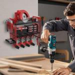 AZBESTPRO Power Tool Organizer Wall Mount Heavy Duty, 3 Tier 4 Drill Holder 17 Inch, Tool Holder and Storage Rack for Garage Organization (Red)