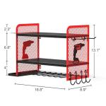 AZBESTPRO Power Tool Organizer Wall Mount Heavy Duty, 3 Tier 4 Drill Holder 17 Inch, Tool Holder and Storage Rack for Garage Organization (Red)