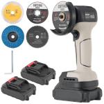 Brushless Angle Grinder, Cordless Mini Angle Grinder Brushed with 2pcs 16.8V 2000mAh Battery 5-Cutting Discs, Power Angle Grinder for Wood Metal Stone Concrete(No brush)