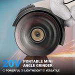 Brushless Angle Grinder, Cordless Mini Angle Grinder Brushed with 2pcs 16.8V 2000mAh Battery 5-Cutting Discs, Power Angle Grinder for Wood Metal Stone Concrete(No brush)