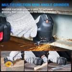 Brushless Angle Grinder, Cordless Mini Angle Grinder Brushed with 2pcs 16.8V 2000mAh Battery 5-Cutting Discs, Power Angle Grinder for Wood Metal Stone Concrete(No brush)