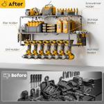 Heavy Duty Power Tool Organizer Wall Mount - Drill Holder Wall Mount with Screwdriver Organizer,Cordless Drill Hanger Storage Rack,for Garage Organization, Workshop,Pegboard, Shed - Gifts for Men