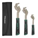 STARTRUAL 3-Piece Self Adjustable Pipe Wrench, 6” 8” 10” Self Locking Wrench, Chrome Vanadium Steel, Non-Slip Handle, For 9/32”-1 3/8” (7-35mm) pipes and nuts