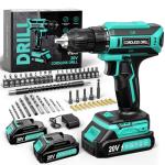 Cordless Drill, 20V MAX Power Drill Set with 2 Batteries & Charger, 3/8 Inch Keyless Chuck, Variable Speed, 25+1 Position and 56PCS Bits/Screws, Power Tools for Home Projects