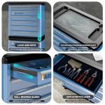 LARBANKE 5-Drawer Rolling Tool Chest with 360° Wheels and Lock&Keys,Tool Cabinet with Non-slip Pearl Cotton Mat and Multifunctional Countertop,Connecting Rods Can Be Connected with 7-Drawer Tool Chest