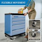 LARBANKE 5-Drawer Rolling Tool Chest with 360° Wheels and Lock&Keys,Tool Cabinet with Non-slip Pearl Cotton Mat and Multifunctional Countertop,Connecting Rods Can Be Connected with 7-Drawer Tool Chest